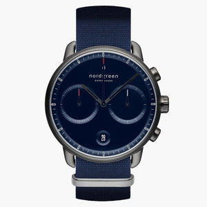 PI42GMNYNANA &Men's blue dial watches in gunmetal with blue nylon straps
