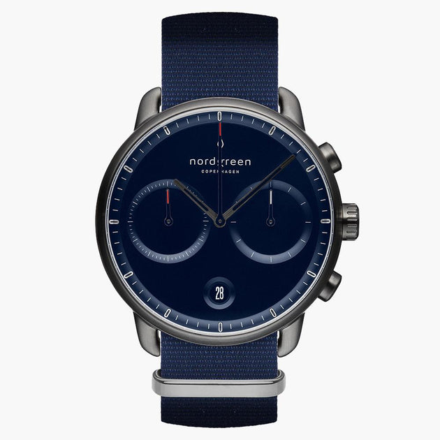 PI42GMNYNANA &Men's blue dial watches in gunmetal with blue nylon straps
