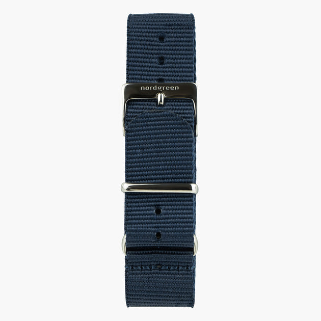 ST18POGMNYNA &18mm watch band in blue nylon with gunmetal buckle