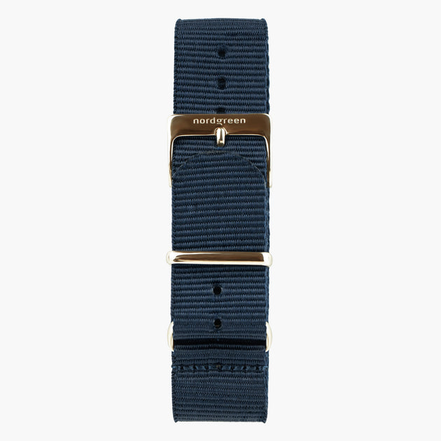 ST18POGONYNA &18mm watch band in blue nylon with gold buckle