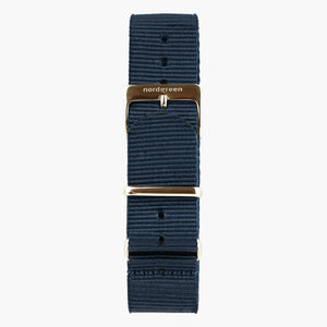 ST18PORGNYNA &18mm watch band in blue nylon with rose gold buckle