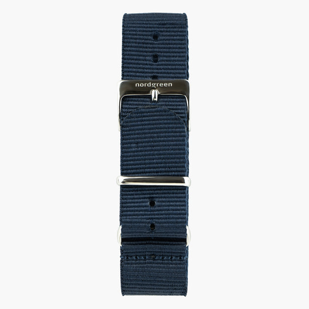 ST18POSINYNA &18mm watch band in blue nylon with silver buckle