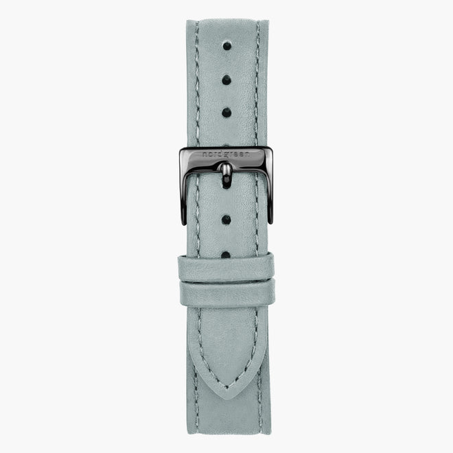 ST14POGMVEDG &14mm vegan leather watch straps in grey with gunmetal buckle
