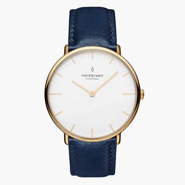 Native | White Dial - Navy Blue Leather
