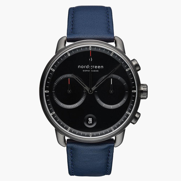 PI42GMLENABL &Men's blue dial watches in gunmetal with blue leather straps