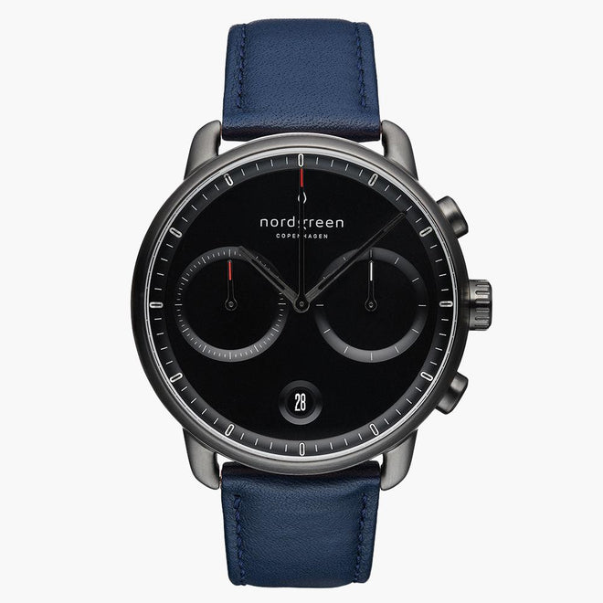 PI42GMVENABL &Men's blue dial watches in gunmetal with blue vegan straps
