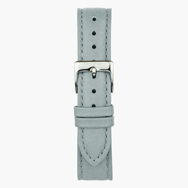 ST14POSIVEDG &14mm vegan leather watch straps in grey with silver buckle