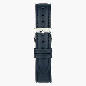 ST16POSIVENA &16mm vegan blue leather watch strap with silver buckle