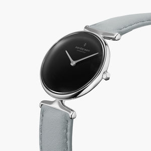 UN28SIVEDOBL UN32SIVEDOBL &Unika black dial women's watch in silver with grey vegan strap