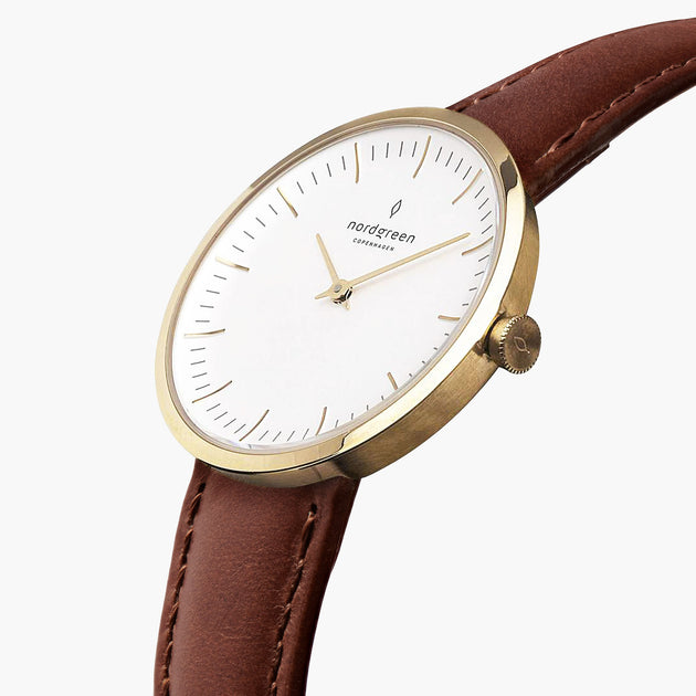 Infinity - BUNDLE White Dial Gold | Gold 5-Link / Brown Leather Straps