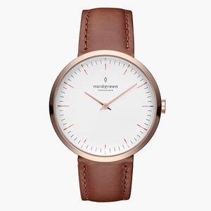 IN32RGLEBRXX IN40RGLEBRXX &Infinity rose gold women's watch with brown leather straps
