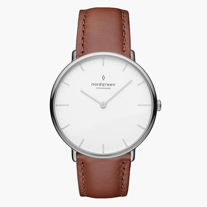Pioneer | White Dial - Brown Leather