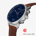 PI42SILEBRNA &Nordgreen men's silver watch with blue face and brown leather straps