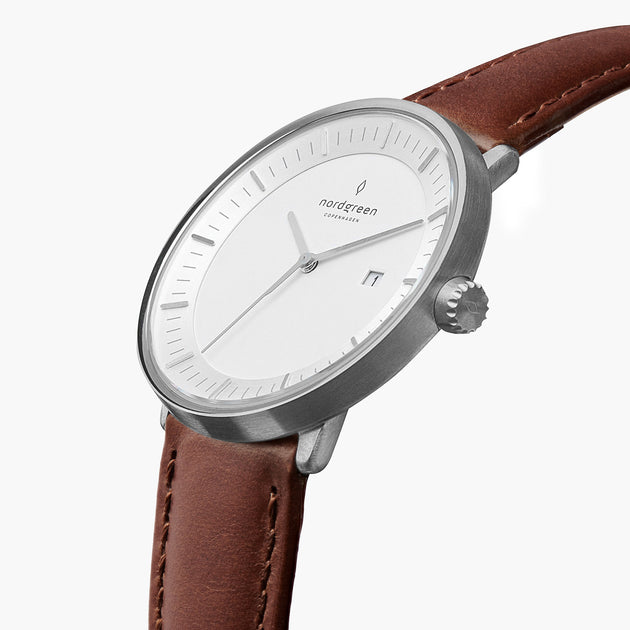 Philosopher - BUNDLE White Dial Silver | Silver 5-Link / Black / Brown Leather Straps