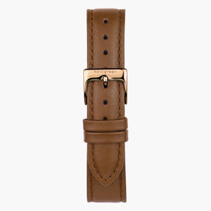ST14PORGVEBR &14mm vegan leather watch straps in brown with rose gold buckle