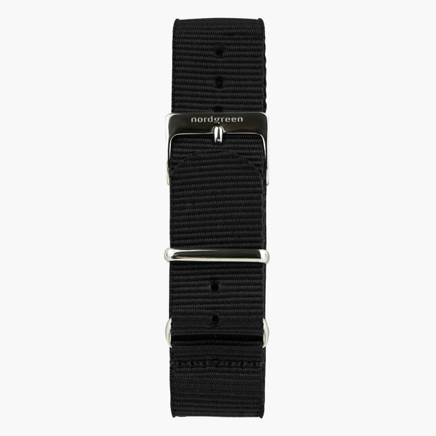 ST18POGMNYBL &18mm watch band in black nylon with gunmetal buckle