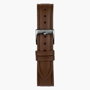 ST18POGMVEBR &18mm watch band in brown vegan leather with gunmetal buckle