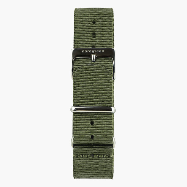 ST18POGMNYAG &18mm watch band in olive green nylon and gunmetal buckle