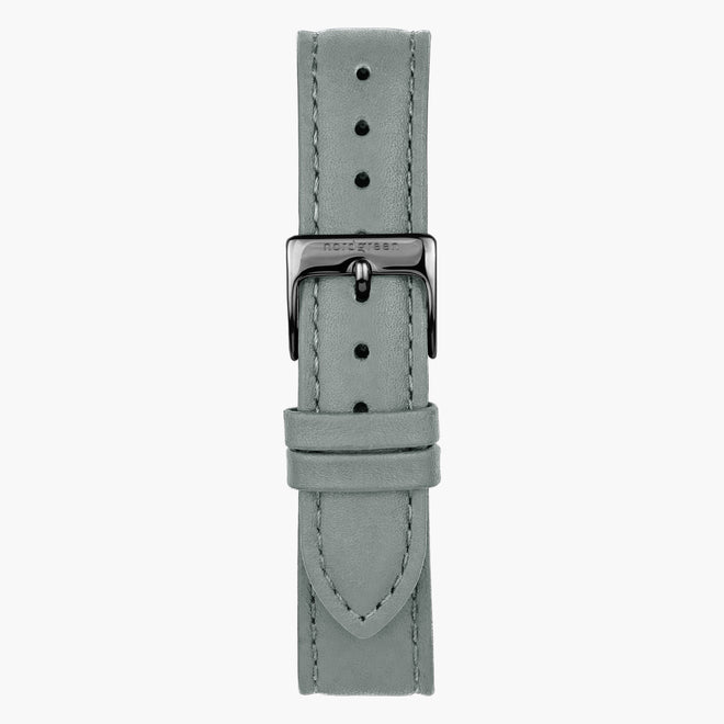 ST18BRGMLEGR &18mm watch band in grey leather with gunmetal buckle