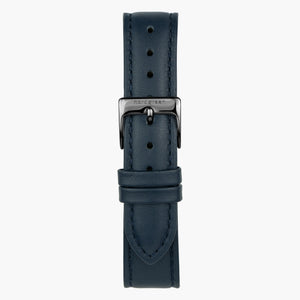 ST20BRGMLENA &20mm blue leather watch strap with gunmetal buckle