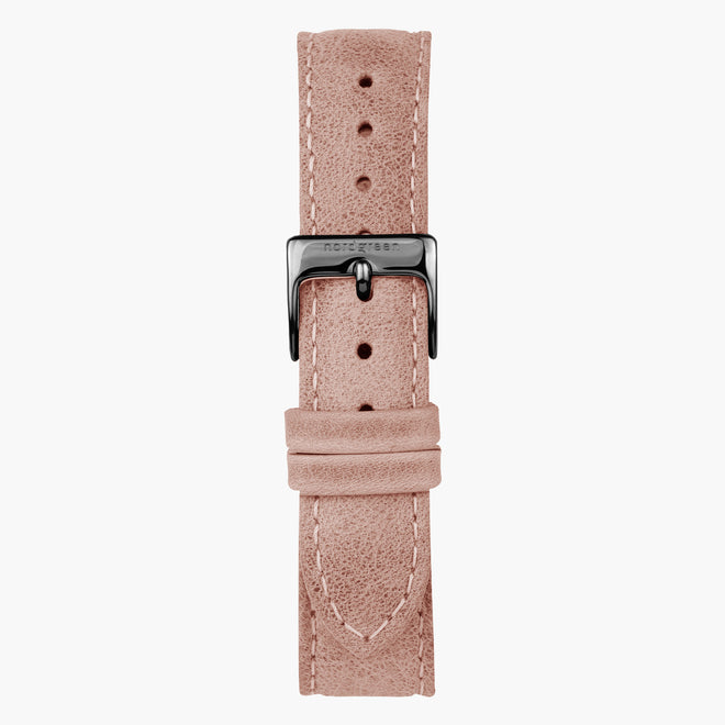 ST18BRGMLEPI &18mm pink watchband in leather with gunmetal buckle