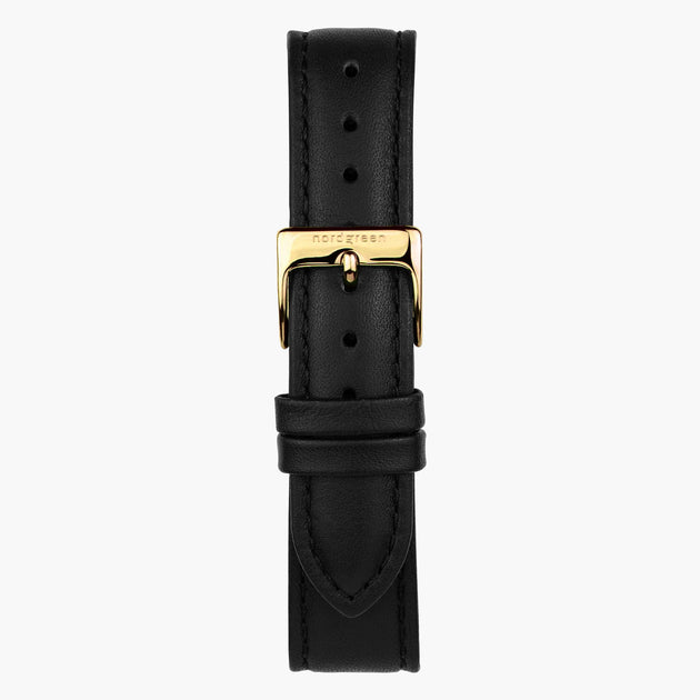 ST20POGOVEBL &20mm watch band in black vegan leather with gold buckle