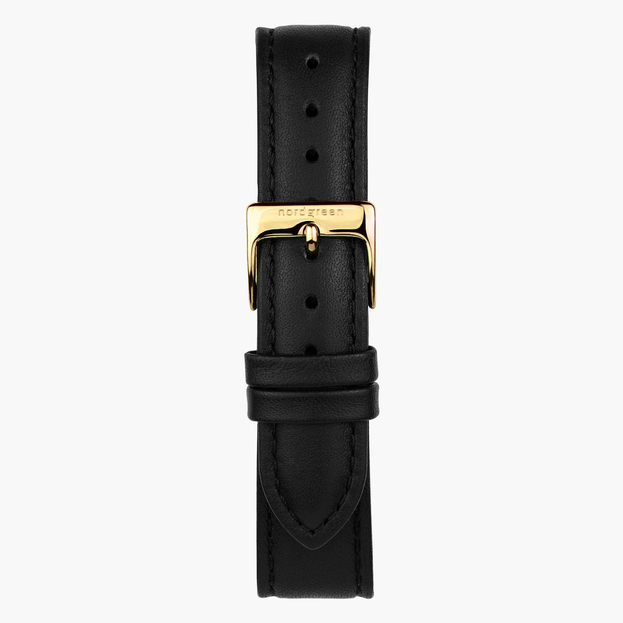 ST14POGOLEBL &14mm leather watch strap in black with gold buckle