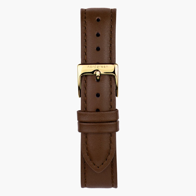 ST16BRGOLEBR &16mm leather watch straps in brown with gold buckle