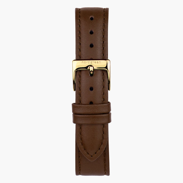 ST14POGOLEBR &14mm leather watch straps in brown with gold buckle