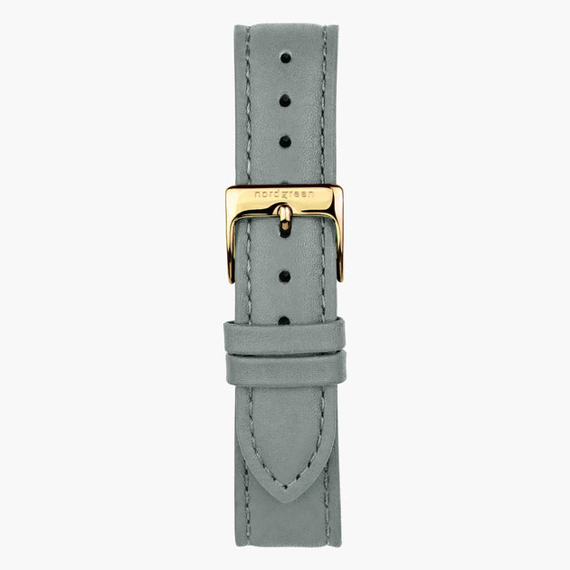 ST14POGOLEGR &14mm leather watch straps in grey with gold buckle