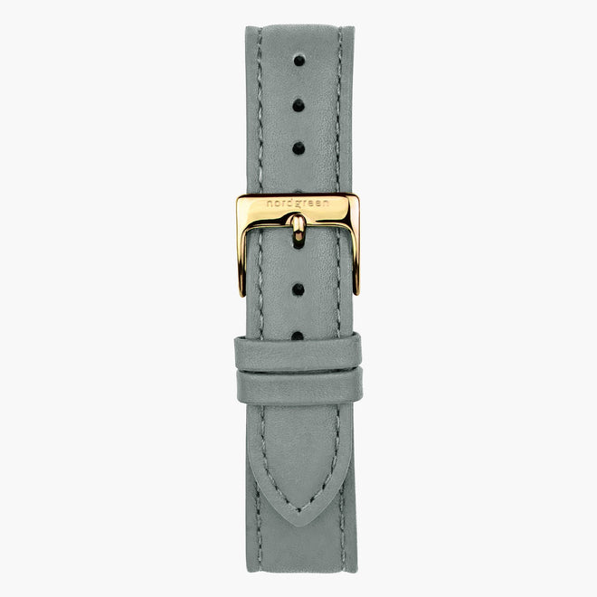 ST16BRGOLEGR &16mm leather watch straps in grey with gold buckle