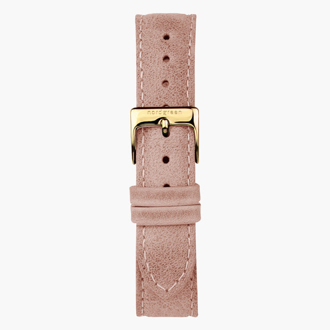 ST16BRGOLEPI &16mm pink watchband in leather with gold buckle