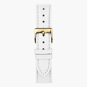 ST16BRGOLEWH &16mm leather watch straps in white with gold buckle