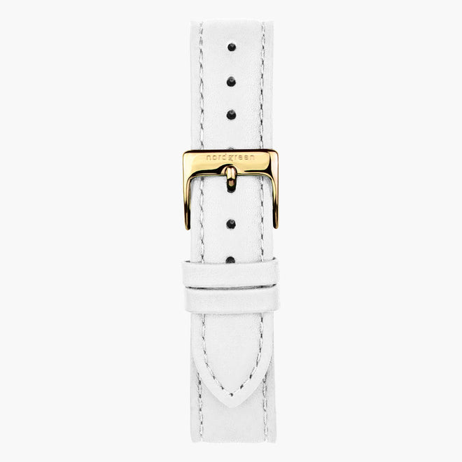 ST18POGOLEWH &18mm watch band in white leather with gold buckle