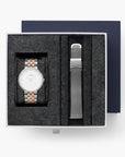 Infinity - BUNDLE White Dial Gold | Silver/Rose Gold 5-Link / Silver Mesh Straps