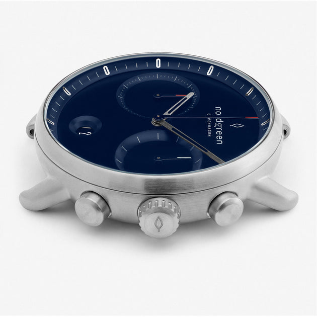 Pioneer - BUNDLE Navy Dial Silver | Silver 3-Link / Black / Brown Leather Straps