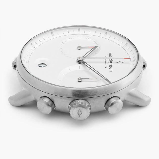 Pioneer - BUNDLE White Dial Silver | Silver 3-Link / Black / Brown Leather Straps
