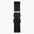 ST14PORGLEBL &14mm leather watch strap in black with rose gold buckle