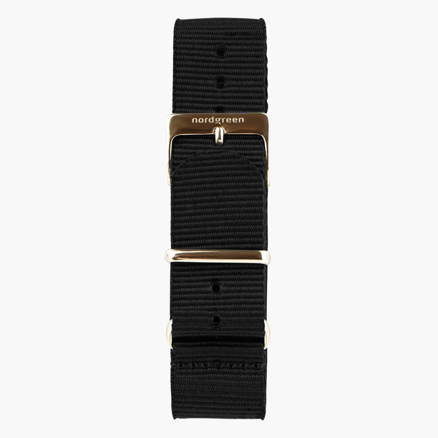 ST18PORGNYBL &18mm watch band in black nylon with rose gold buckle