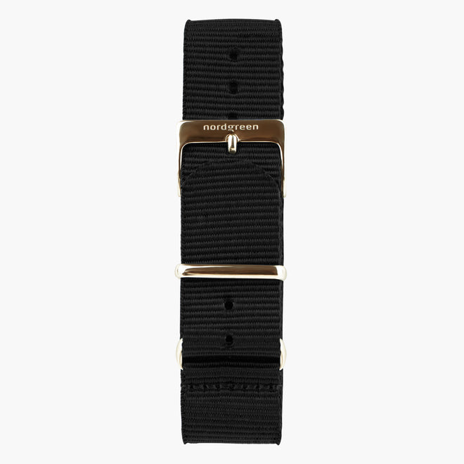ST20PORGNYBL &20mm watch band in black nylon with rose gold buckle
