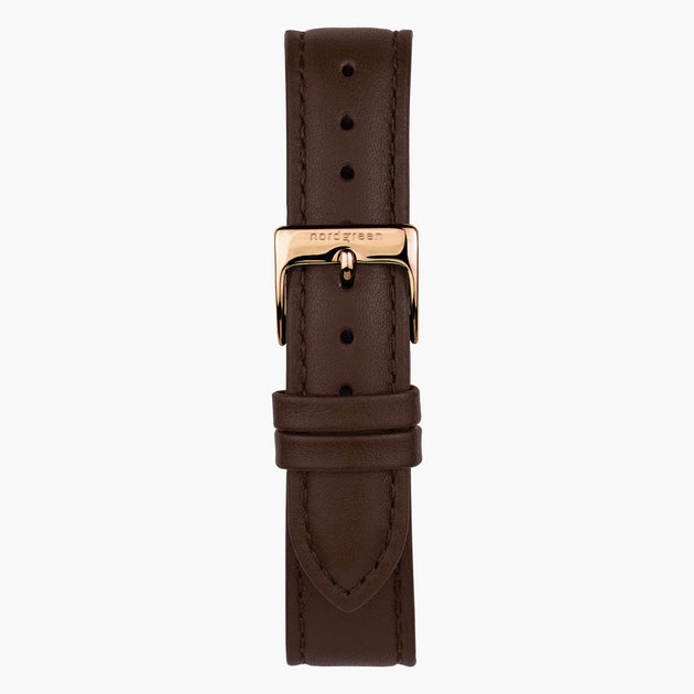 ST20PORGLEDB &20mm watch band in dark brown leather with rose gold buckle