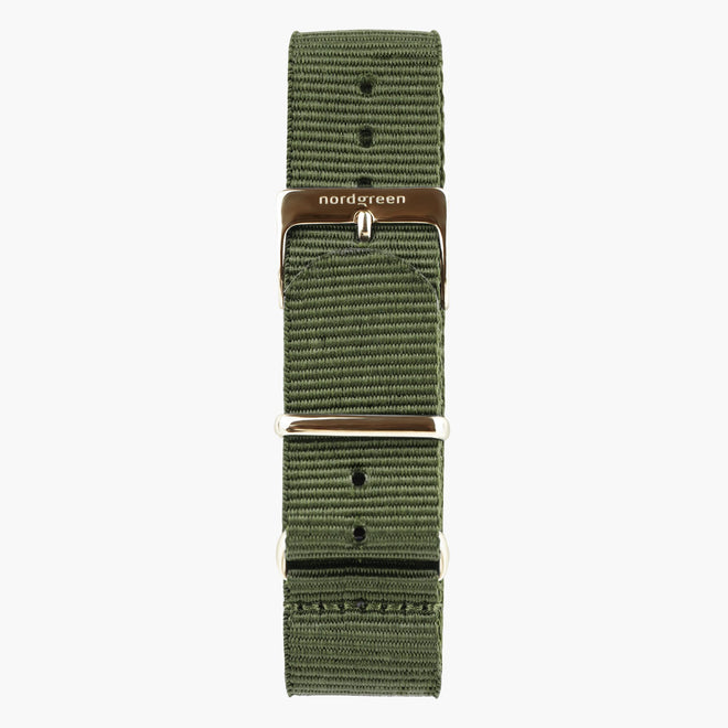 ST20PORGNYAG &20mm watch band in green nylon with rose gold buckle