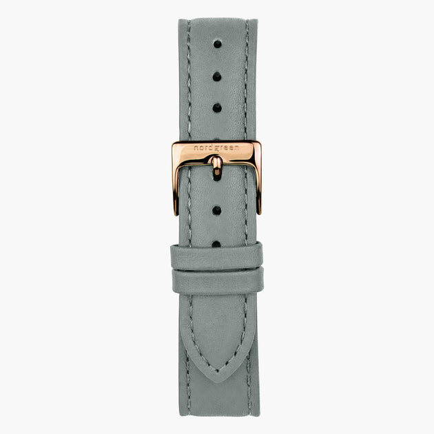 ST14PORGLEGR &14mm leather watch straps in grey with rose gold buckle