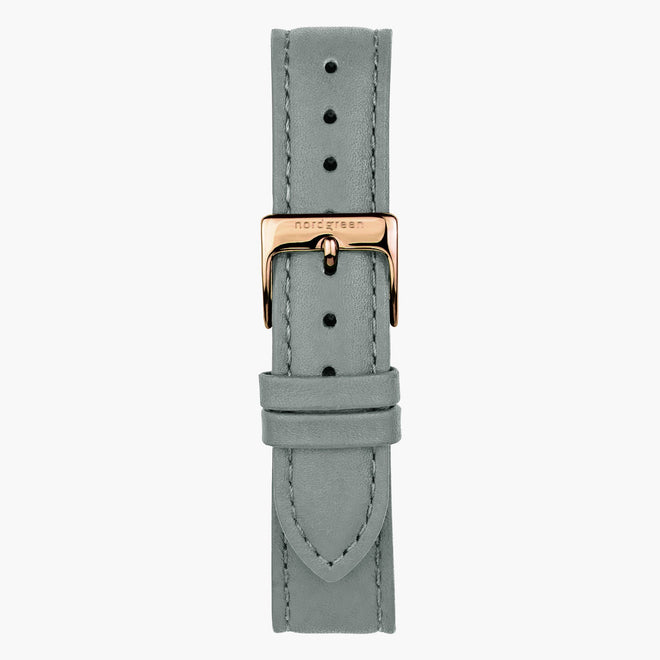 ST18PORGLEGR &18mm watch band in grey leather with rose gold buckle