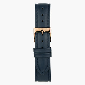 ST20PORGLENA &20mm blue leather watch band with rose gold buckle