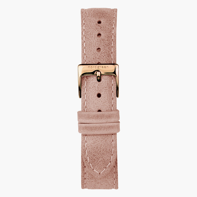 ST16BRRGLEPI &16mm pink watchband in leather with rose gold buckle