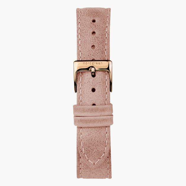 ST18PORGLEPI &18mm pink watchband in leather with rose gold buckle