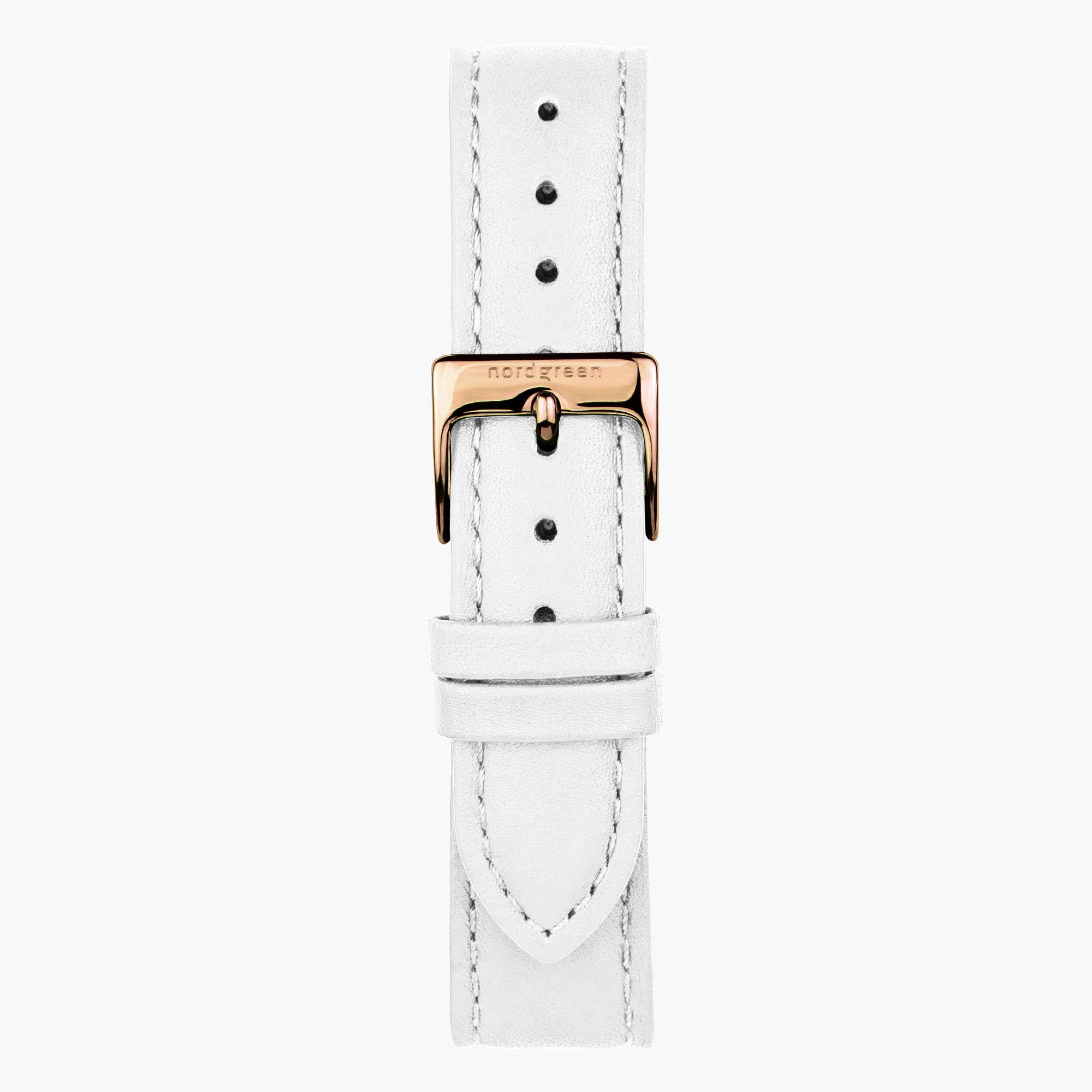 ST16BRRGLEWH &16mm leather watch straps in white with rose gold buckle