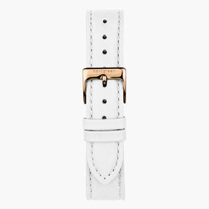 ST16BRRGLEWH &16mm leather watch straps in white with rose gold buckle