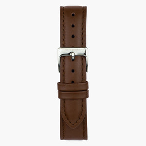 ST14POSILEBR &14mm leather watch straps in brown with silver buckle